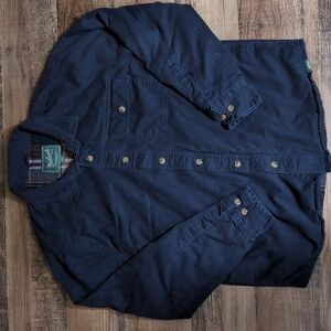 Woolrich Green Label Flannel Lined Shirt Jacket Size Large In Deep Navy Blue